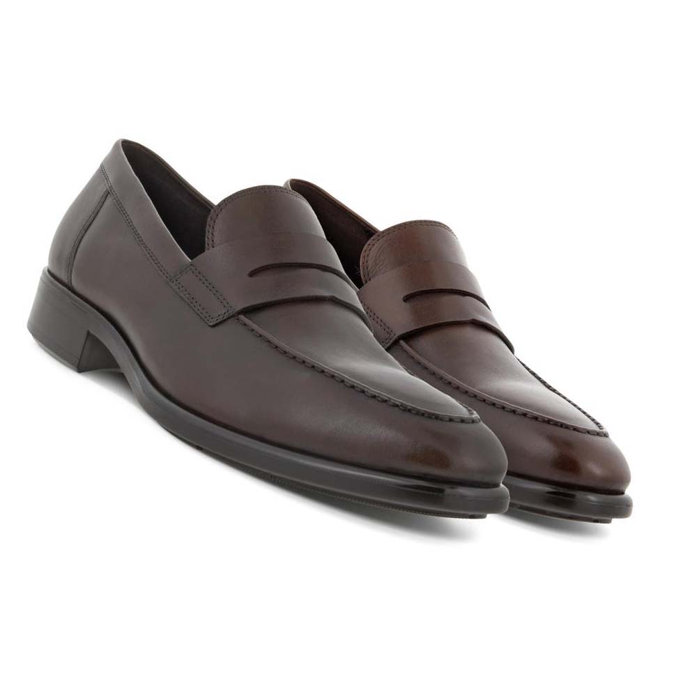 Men's Ecco Citytray Penny Loafer Dress Shoes Brown | USA 511CTV